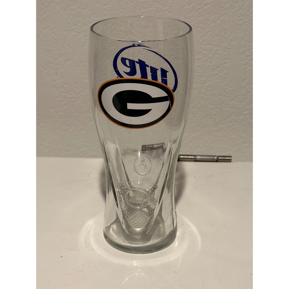 Miller Lite Green Bay Packers Pilsner Glass NFL Football Beer Barware Clear